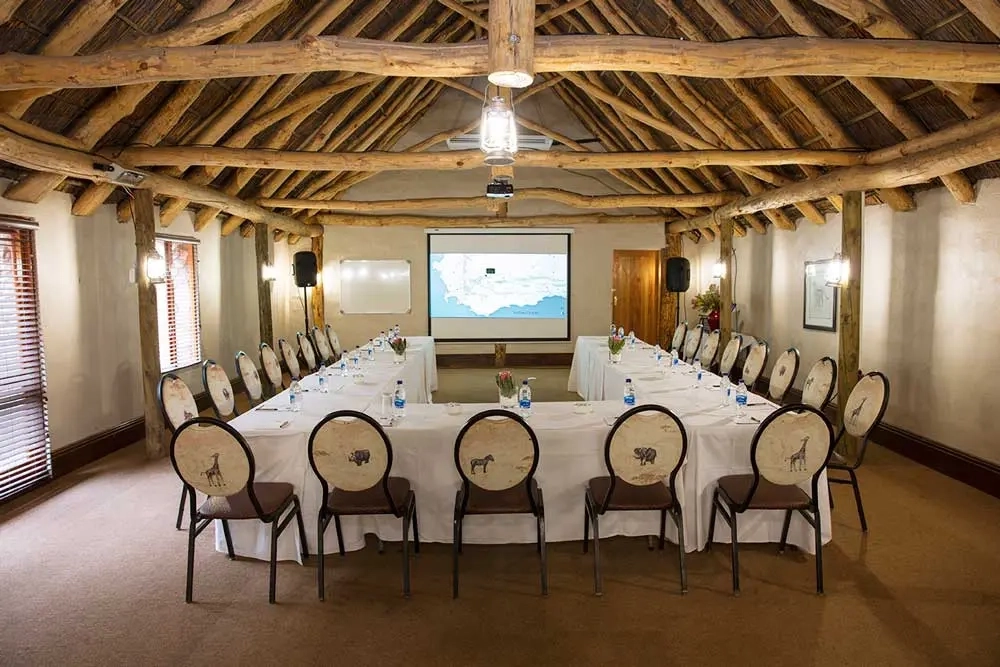 Aquila's conference centre and function venue, showcasing audio and visual equipment used for presentations.